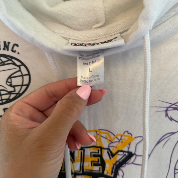 Vintage Looney Tunes Graphic White Hoodie Sweatshirt Women's Large - Picture 4 of 9